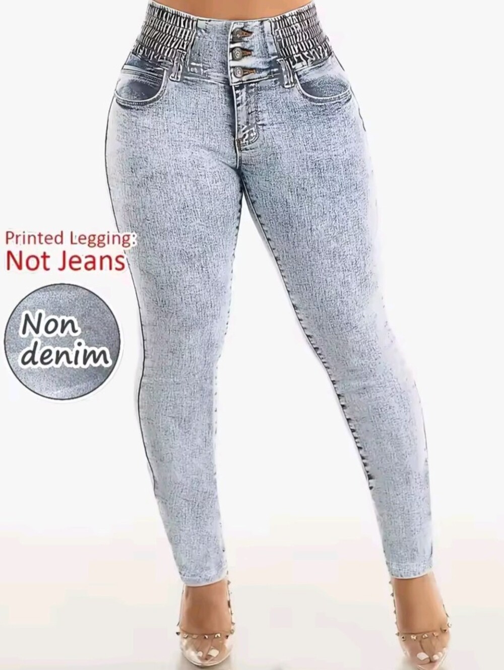 Women's Denim Printed Leggings Casual Skinny Pants